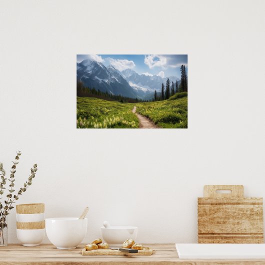 Poster Un sentier sinueux dans un pré verdoyant devant un (Cuisine)