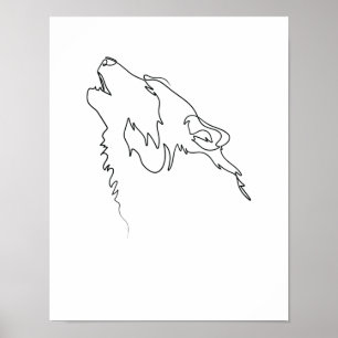 Poster Un seul trait de dessin Wolf