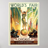 Poster Un siècle de progrès - Foire mondiale de Chicago 1 (Devant)