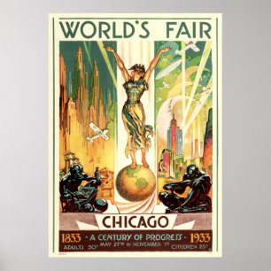 Poster Un siècle de progrès - Foire mondiale de Chicago 1