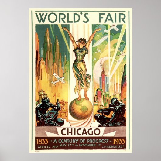 Poster Un siècle de progrès - Foire mondiale de Chicago 1 (Devant)