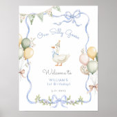Poster Un soyeux Goose Blue bow Boy 1er anniversaire Bien (Devant)