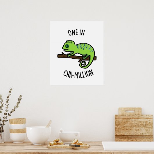 Poster Un Sur Cha Million Funny Chameleon Pun (Cuisine)