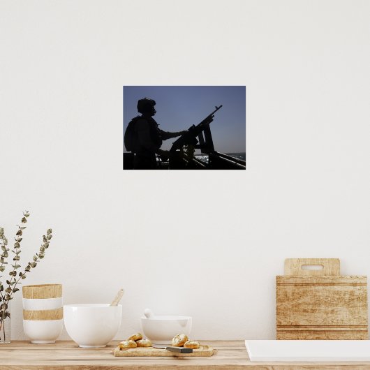 Poster Un technicien maniant une mitrailleuse M240 en Ira (Cuisine)