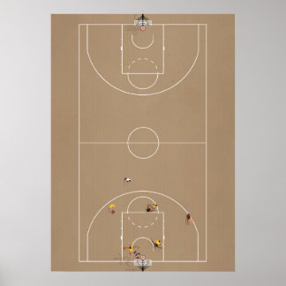 Poster Un terrain de basket-ball illustré ci-dessus