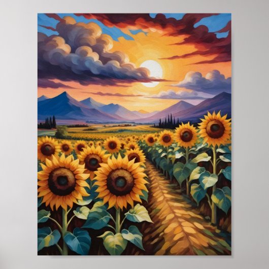 Poster Un Terrain De Tournesols (Devant)