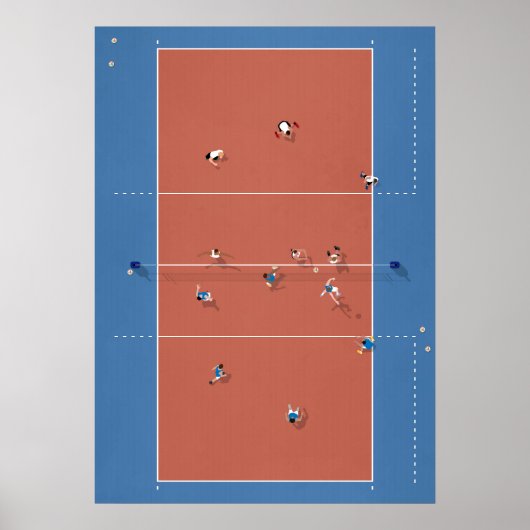 Poster Un terrain de volley-ball illustré ci-dessus (Devant)