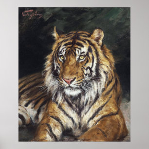 Poster Un tigre rectangle (1866-1919) peinture à l'huile