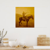 Poster Un tir sur Horseback Sepia Vintage (Cuisine)