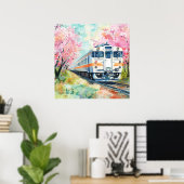 Poster Un train au printemps (Bureau à domicile)
