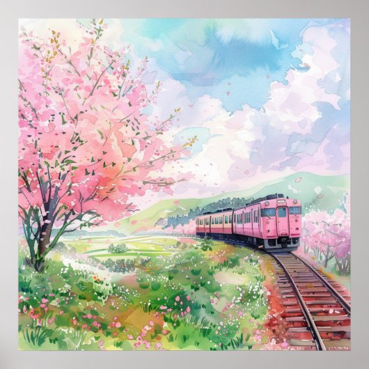 Poster Un train au printemps (Devant)