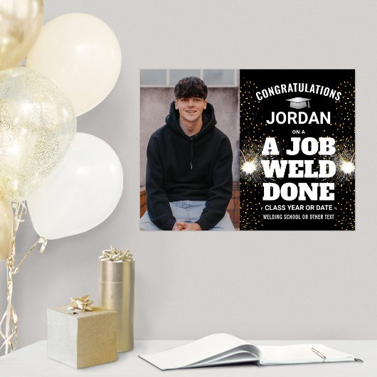 Poster Un travail soudé fait soudure Congrats de diplôme 