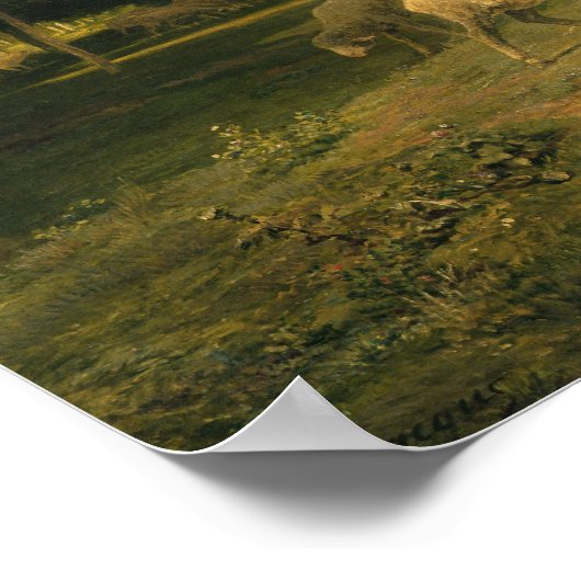 Poster Un troupeau de moutons dans un paysage (Coin)