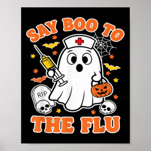 Poster Un Vaccin Drôle Dit Boo À L'Infirmière Fantôme De