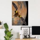 Poster Un vaisseau Spacecraft Orbitant Mars. (Bureau à domicile)