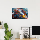 Poster Un vaisseau spatial dans l'espace (Bureau à domicile)