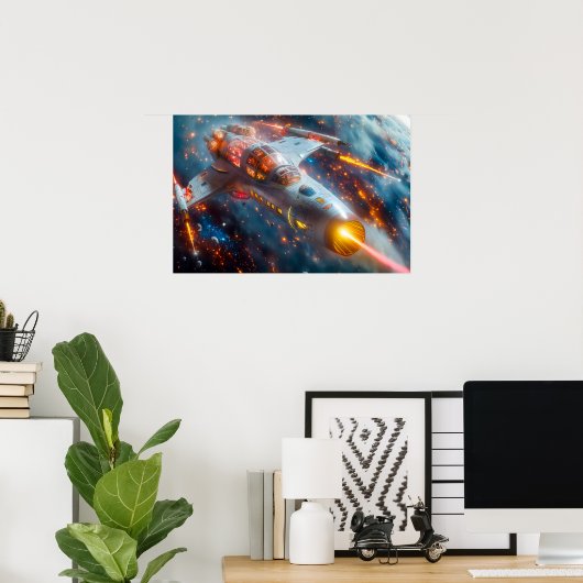 Poster Un vaisseau spatial dans l'espace (Bureau à domicile)