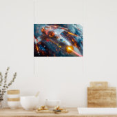 Poster Un vaisseau spatial dans l'espace (Cuisine)