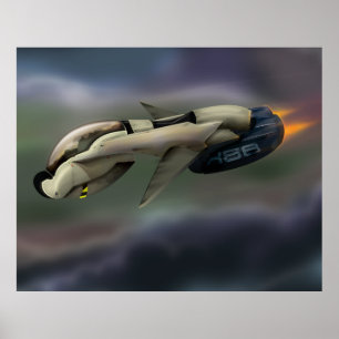 Poster Un vaisseau spatial qui traverse une planète