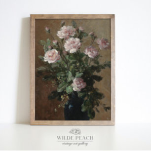 Poster Un Vase Bouquet de peinture vintage Rose