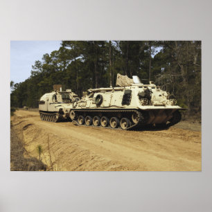 Poster Un véhicule de récupération M-88 commence à remorq