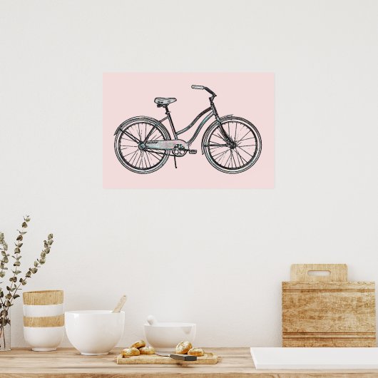 Poster Un vélo rétro rose (Cuisine)