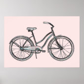 Poster Un vélo rétro rose (Devant)