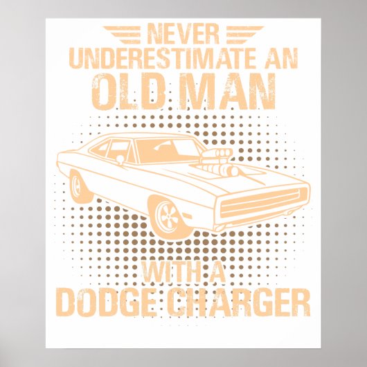 Poster Un vieil homme Dodge Charger 1970 (Devant)
