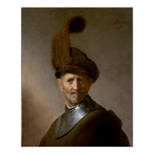 Poster Un vieil homme en costume militaire c.1630