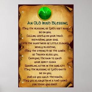Poster Un vieux parchemin de bénédiction irlandais pour l