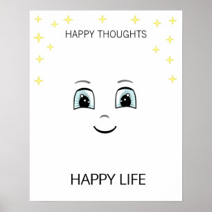 Poster Un visage heureux avec la motivation des étoiles