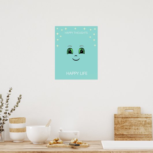 Poster Un visage heureux et des pensées heureuses apporte (Cuisine)