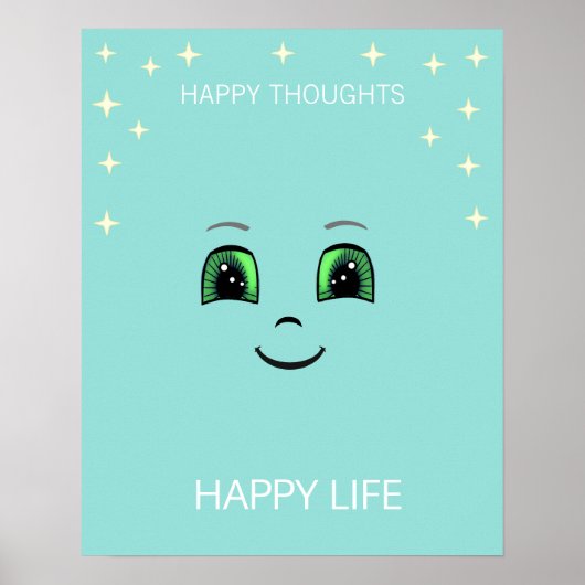 Poster Un visage heureux et des pensées heureuses apporte (Devant)