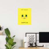 Poster Un visage heureux et des pensées heureuses apporte (Bureau à domicile)