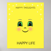 Poster Un visage heureux et des pensées heureuses apporte (Devant)