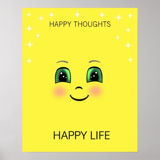 Poster Un visage heureux et des pensées heureuses apporte (Devant)