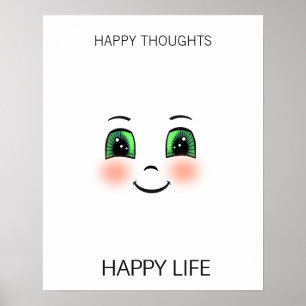Poster Un visage heureux et des pensées heureuses apporte