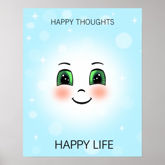 Poster Un visage heureux et des pensées heureuses sur ble (Devant)