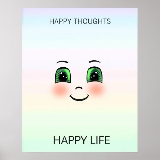 Poster Un visage heureux et des pensées heureuses sur les (Devant)