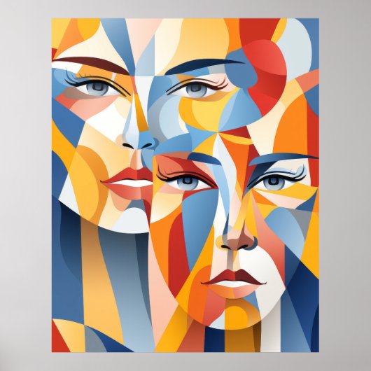 Poster Un visage humain abstrait vibrant (Devant)
