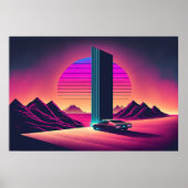 Poster Un volant Synthwave à travers le désert (Devant)