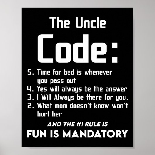 Poster Uncle From Niece Nephew The Uncle Cool 5 Things (Devant)