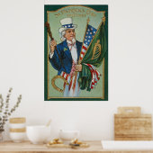 Poster Uncle Sam American Irish Flag Lucky Horseshoe (Cuisine)
