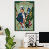 Poster Uncle Sam American Irish Flag Lucky Horseshoe (Bureau à domicile)