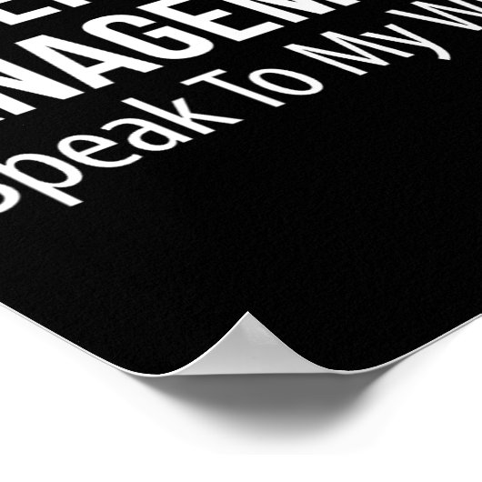 Poster Under New Management - Speak To My Wife - (Coin)