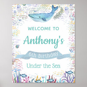 Poster Under The Sea Any Age Birthday Welcome Sign