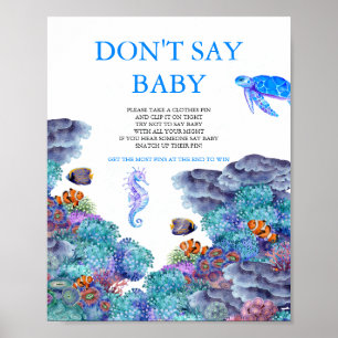 Poster Under the Sea Baby Shower Don't say baby