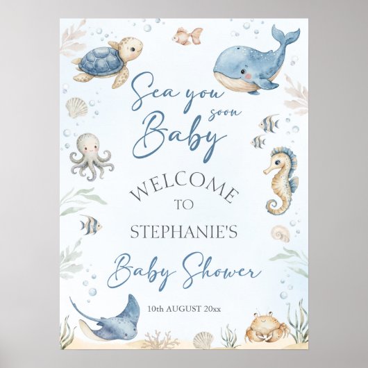 Poster Under The Sea Baby Shower Welcome Sign (Devant)