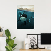 Poster Underwater scene with orca familiale (Bureau à domicile)