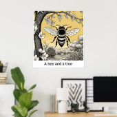 Poster Une abeille et un arbre - Imprimer (Bureau à domicile)